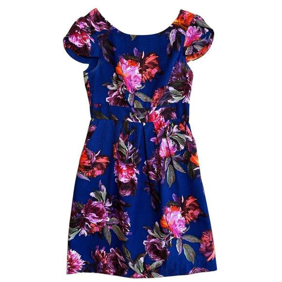 Anthropologie Moulinette Soeurs Rosado Blue Floral Sheath Dress Sz 4 Pockets EC - Picture 2 of 16